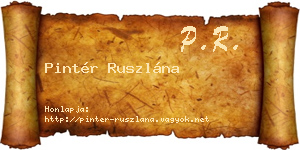 Pintér Ruszlána névjegykártya